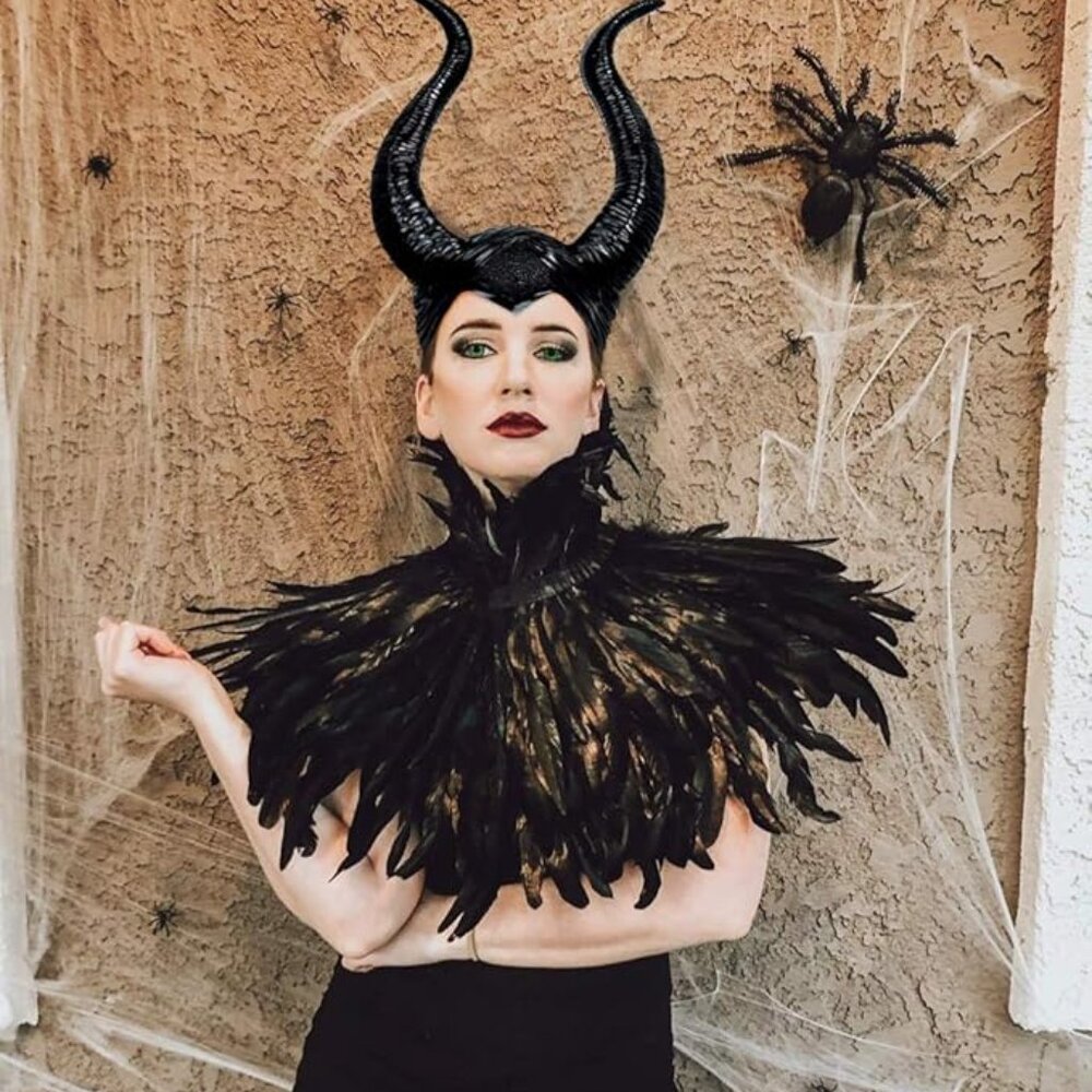Gothic Black Feather Cape Shawl - Picture 1 of 5